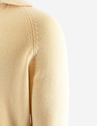 Sartorial Open Polo Långärmad Twisted Cotton Benvit