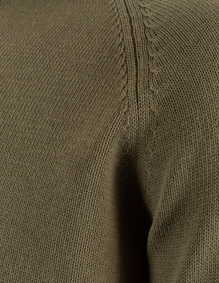 Sartorial Open Polo Långärmad Twisted Cotton Mossgrön