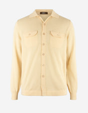 Skjortcardigan Stickad Bomull Benvit