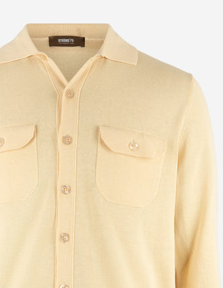 Skjortcardigan Stickad Bomull Benvit