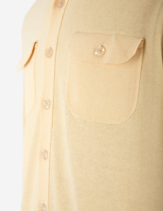 Skjortcardigan Stickad Bomull Benvit