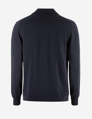 Skjortcardigan Stickad Bomull Navy