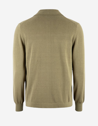 Skjortcardigan Stickad Bomull Militärgrön