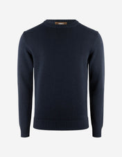 Rundhals Chunky Tröja Bomull Navy