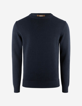 Rundhals Chunky Tröja Bomull Navy