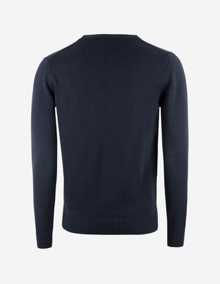 Rundhals Chunky Tröja Bomull Navy