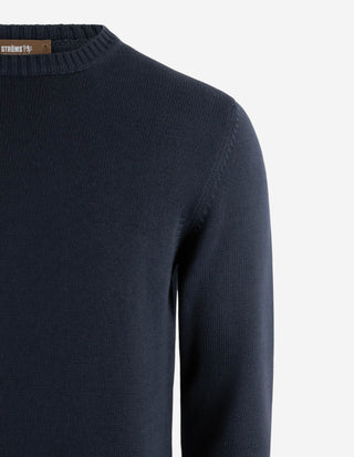 Rundhals Chunky Tröja Bomull Navy