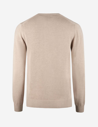 Rundhals Chunky Tröja Bomull Beige