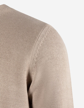 Rundhals Chunky Tröja Bomull Beige