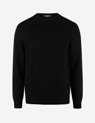 Rundhals Chunky Tröja Bomull Svart
