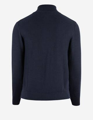 Zip-Cardigan Tröja Bomull Strukturstickad Navy