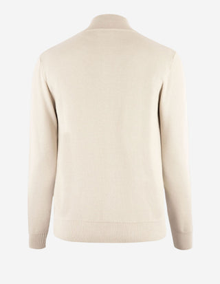 Zip-Cardigan Tröja Bomull Strukturstickad Beige