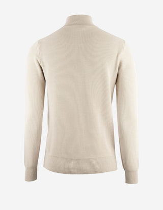 Half Zip Tröja Bomull Strukturstickad Beige