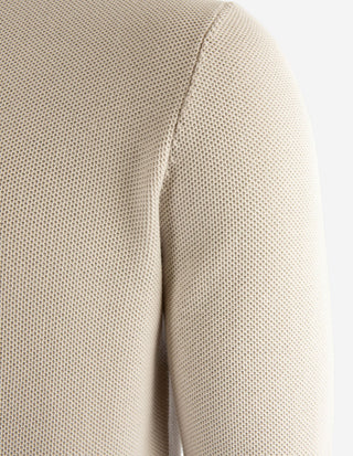 Half Zip Tröja Bomull Strukturstickad Beige