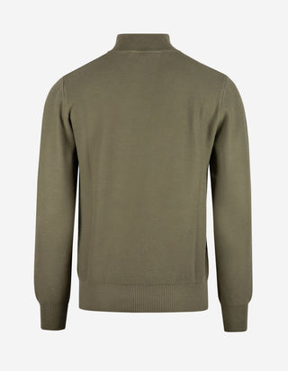 Half Zip Tröja Bomull Strukturstickad Grön