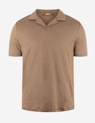 Pikétröja Casual Fit Linne Brun