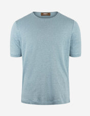 T-shirt Casual Fit Linne Denimblå