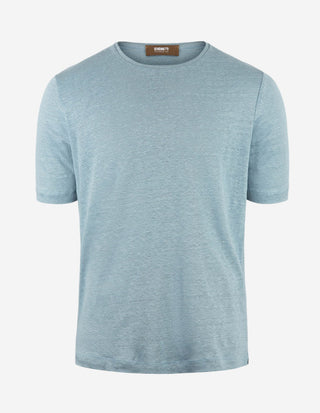 T-shirt Casual Fit Linne Denimblå