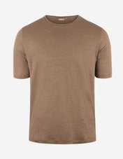 T-shirt Casual Fit Linne Brun