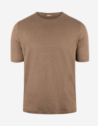 T-shirt Casual Fit Linne Brun
