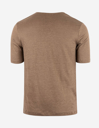 T-shirt Casual Fit Linne Brun