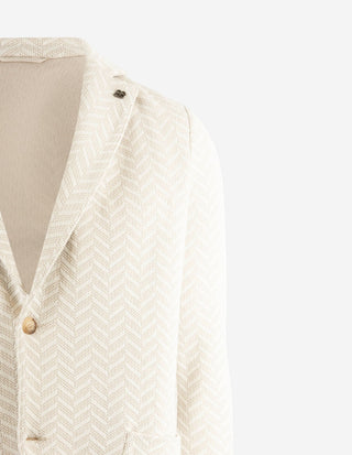 Jerseykavaj Bomull Fiskbensmönster Beige