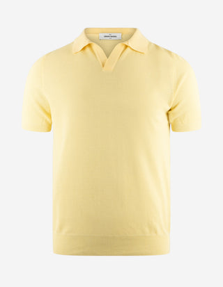 Open Polo Bomullspiké Ljusgul
