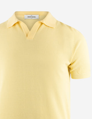 Open Polo Bomullspiké Ljusgul