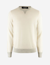 Rundhals Tröja Ull Siden College Beige