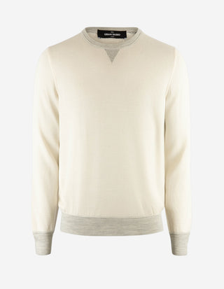 Rundhals Tröja Ull Siden College Beige
