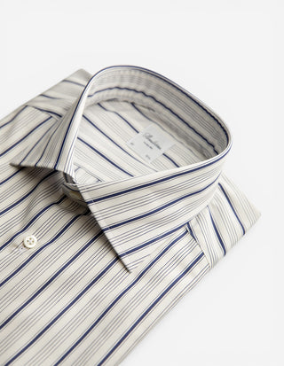 Slimline Skjorta Randig Twofold Bomull Vit/Navy