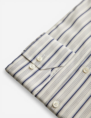 Slimline Skjorta Randig Twofold Bomull Vit/Navy
