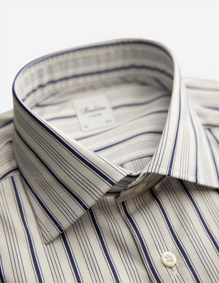 Slimline Skjorta Randig Twofold Bomull Vit/Navy