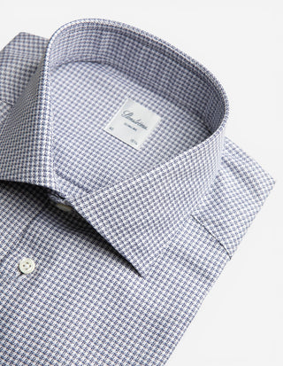 Slimline Skjorta Twofold Bomull Rutig  Navy/Vit