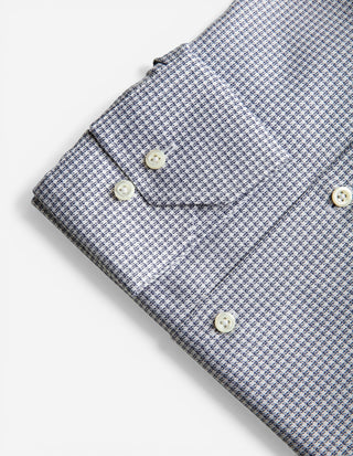 Slimline Skjorta Twofold Bomull Rutig  Navy/Vit