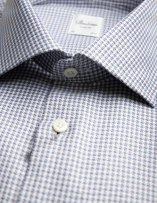 Slimline Skjorta Twofold Bomull Rutig  Navy/Vit