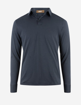Långärmad Pikétröja Jersey Marinblå