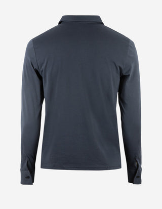 Långärmad Pikétröja Jersey Marinblå