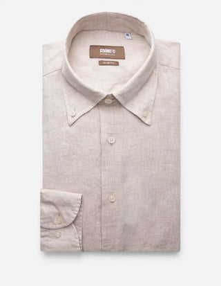 Slim Fit Skjorta Button Down Linne Beige
