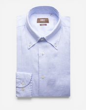 Slim Fit Skjorta Button Down Linne Ljusblå