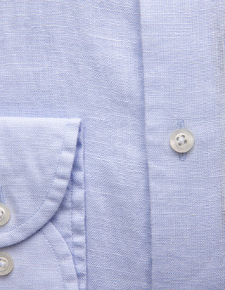 Slim Fit Skjorta Button Down Linne Ljusblå