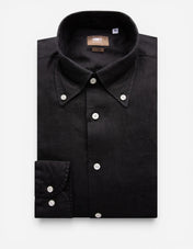 Slim Fit Skjorta Button Down Linne Svart