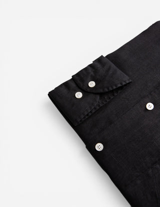 Slim Fit Skjorta Button Down Linne Svart