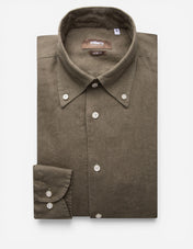 Slim Fit Skjorta Button Down Linne Olivgrön