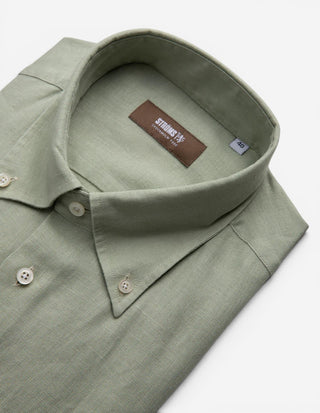 Slim Fit Skjorta Button Down Linne Salvia