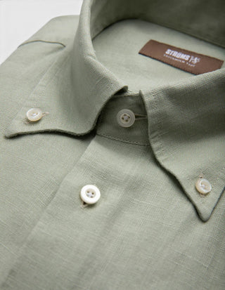 Slim Fit Skjorta Button Down Linne Salvia
