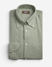 Slim Fit Skjorta Button Down Linne Salvia