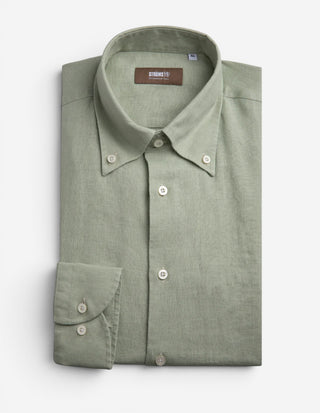 Slim Fit Skjorta Button Down Linne Salvia