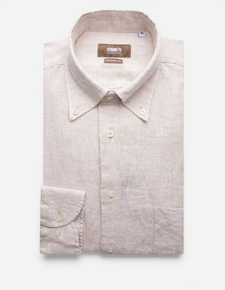 Regular Fit Skjorta Button Down Linne Beige