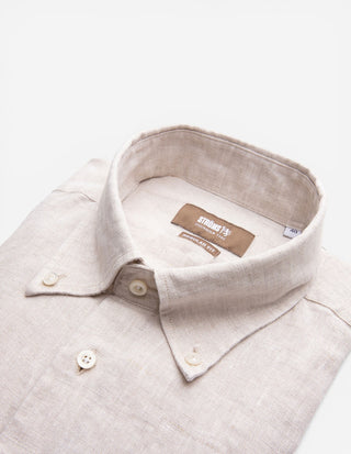Regular Fit Skjorta Button Down Linne Beige